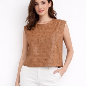 Marc Jacobs of New York Perforated Faux Leather Sleeveless Top Size S